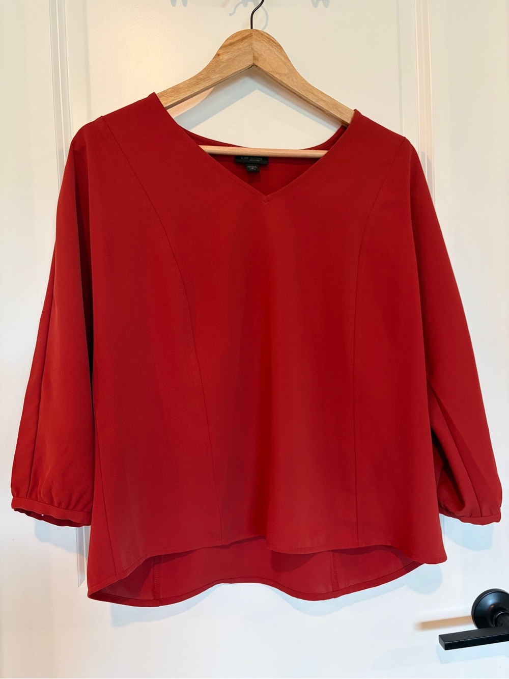 J.Jill WeArever Burnt Orange V-Neck Blouse M | Easy Care Dolman Top